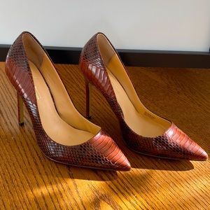Faux brown snake leather stilettos